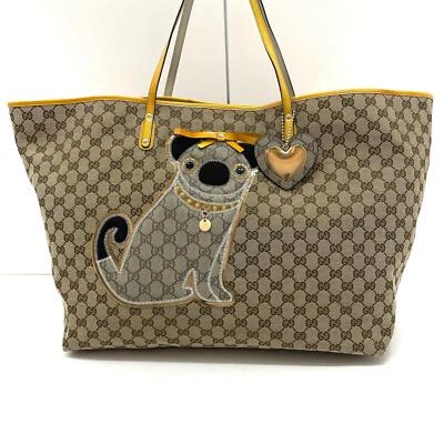 GUCCI Guccioli Oliver Pug Dog Canvas Large Tote Bag 212373 492783 - Image 1 of 4