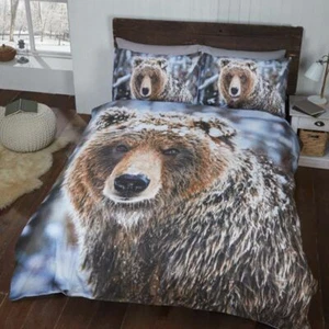 Set copripiumino e federa trapunta natalizia orso marrone - King - Foto 1 di 1