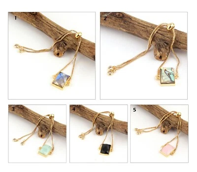 Moda Joyería Piedras Preciosas Circonita cúbica Cuarzo Chapado en Oro Deslizante Cerradura Caja Cadena Pulsera Foto 1 de 4