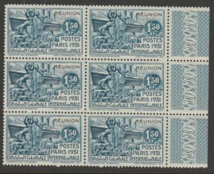 France Reunion Excellent État 1931 1f.50 Bloc De Six sg133 MNH - Picture 1 of 2
