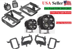 Fit 15-17 Ford F150 Cube Dual Fog LED Light Pods Front Bumper Mounting Brackets - Picture 1 of 6