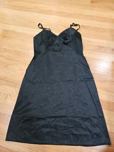 Camisón lencería vintage años 60 Van Raalte negro nailon sin cordones 38A correas ajustables - Imagen 1 de 6