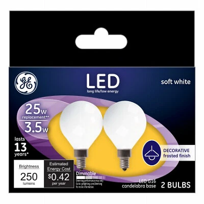 LED Light Bulbs, G16, White, 3.5-Watts, 2-Pk. - Image 1 of 1