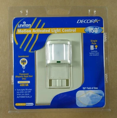 Control de luz activada por movimiento Leviton Decora PR-150-1LA almendra Foto 1 de 2