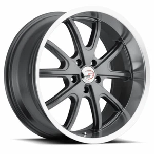 (1) 18x8.5 Vision 143 Torque 5x115 +10 Gunmetal Machined Lip Wheel - Picture 1 of 2