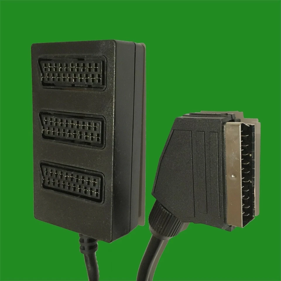 Male Scart to 3 Way Female Scart 0.5m Wire Lead Cable; TV/DVD Splitter Adaptor - Image 1 of 1