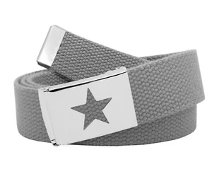 Build A Belt Kid's Star Silver Flip Top 1.25" Wide Buckle with Canvas Web Belt - Picture 1 of 24