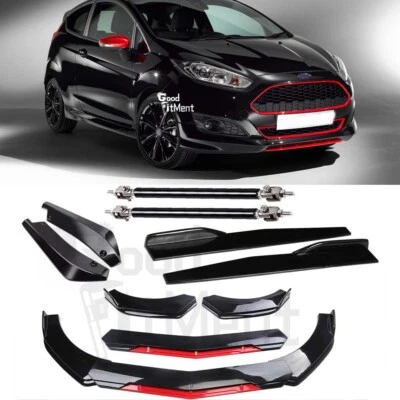 For Ford Fiesta 2004-23 Black Front Lip Side Skirt Rear Diffuser Lip Strut Rods - image 1 of 4