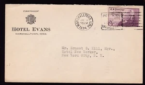 HOTEL EVANS, MARSHALLTOWN, IOWA - 1934 - Picture 1 of 1