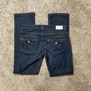 Peoples Liberation Star Pocket Size 27 Boot Cut Denim Dark Blue Jeans Pants - Picture 1 of 11
