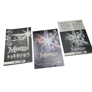 Mini serie de televisión Merlín 1998 de colección anuncios impresos x 3 NBC estreno mundial mago de los 90 - Imagen 1 de 5