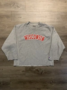 University Of Wisconsin Champion Crewneck Sweatshirt M Reverse Weave Badgers - Picture 1 of 8