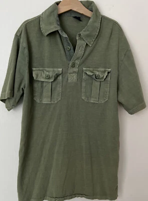 Camisa Polo Safari Gap Niños Oliva 10 Algodón Lona Borde De Colección Foto 1 de 4