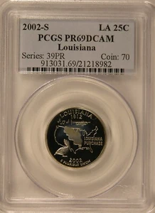 2002-S Louisiana State Quarter placcato proof PCGS PR69DCAM - Foto 1 di 2