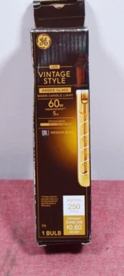 GE LED Light Bulb 5W 60W Equivalent Amber Glass Warm Candle Light - Image 1 of 4