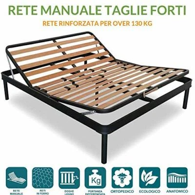 Rete Letto a Doghe in Legno per TAGLIE FORTI XXL Rinforzata + Regolatori ?? - Immagine 1 di 4