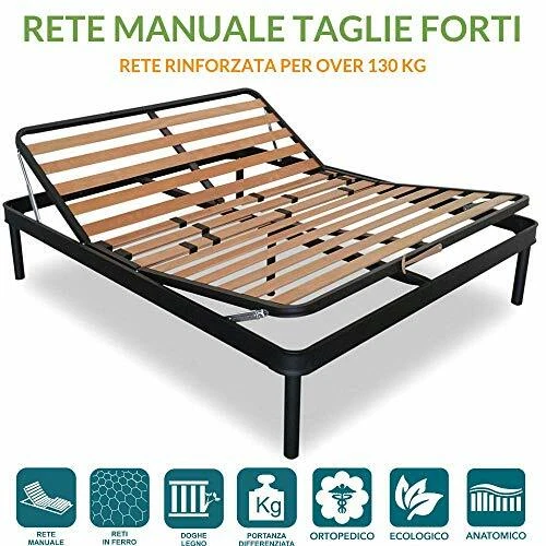 RETE LETTO ORTOPEDICA A DOGHE PER LETTO RINFORZATA PER TAGLIE FORTI XXL - Immagine 1 di 4