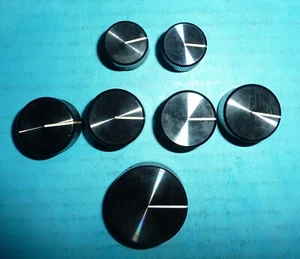 Lot 7 Alco Machined Aluminum Radio Knobs Anodized Gloss Black - Picture 1 of 4
