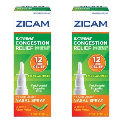 Paquete de 2 spray nasal líquido para aliviar la congestión extrema Zicam de 0,50 oz cada uno Foto 1 de 4