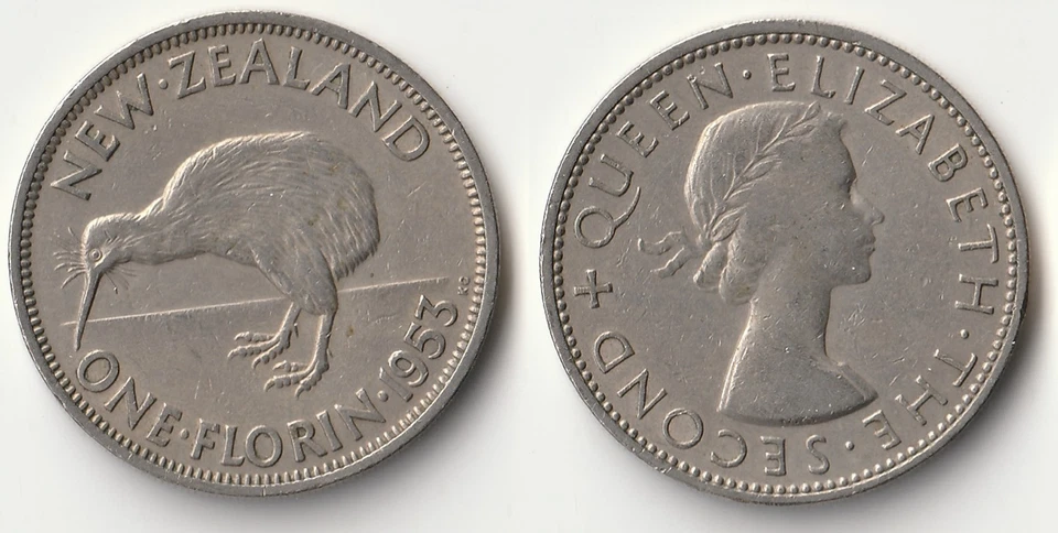 Moneda florín Nueva Zelanda 1953 - fecha clave Foto 1 de 1