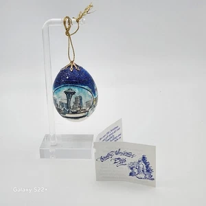 Country Christmas Eggs Blown Egg Ornament Featuring Seattle WA By Dan Stevens - Picture 1 of 14