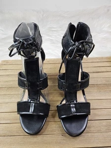 Gianni Bini Damen Sandalen schwarz Reißverschluss Knöchelriemen Absatz Wildleder 7,5 neu - Bild 1 von 7