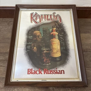 Vintage Kahlua schwarz russisches Bar Spiegel Schild 80er Schnaps Werbung selten - Bild 1 von 2