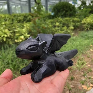 5"Rough Obsidian Dragon Skull Carved Healing Quartz Crystal Sculpture Gift - Imagen 1 de 9