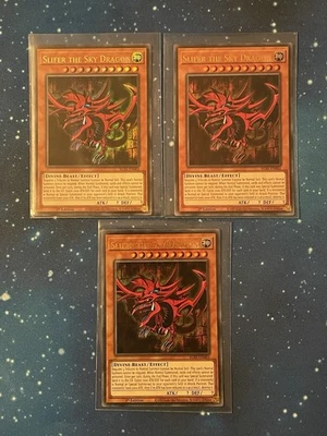 3x Yu-Gi-Oh! SLIFER THE SKY DRAGON EGS1-EN001 Ultra Rare Egyptian God NM LOT - Bild 1 von 2
