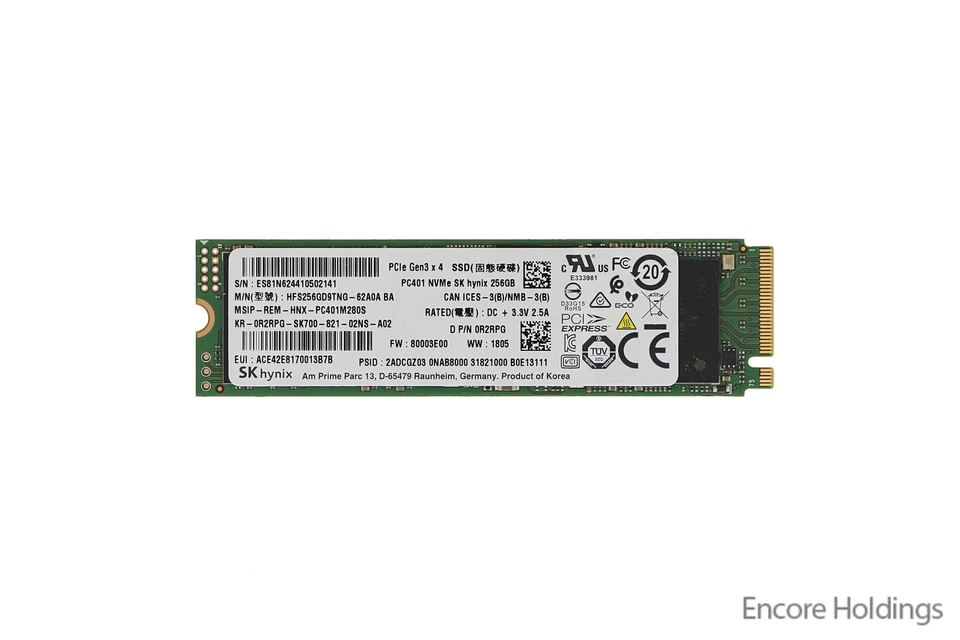 Dell 256GB Internal Solid State Drive - PCI Express 3.0 x4 NVMe - M.2 R2RPG - Image 1 of 1