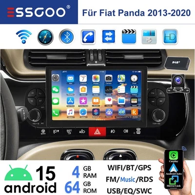 DAB+ Android 15 4+64G Für FIAT PANDA 2013-2020 Carplay Autoradio NAVI BT SWC KAM - Bild 1 von 4