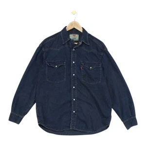 Vintage Levis Denim Shirt Mens Size M Blue Snap Button Western - Picture 1 of 15