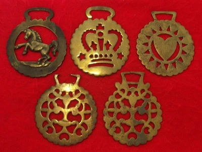 Collection of 5 x Antique Stamped Horse Brasses Various Designs #OB21 - Image 1 of 2