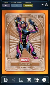 [DIGITAL] Topps Marvel Collect Ironheart Mint Bronze Orange Legendary - Picture 1 of 2