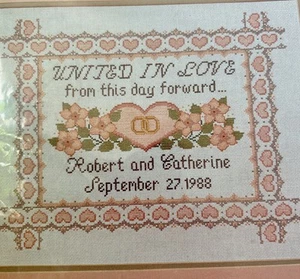 Bernat UNITED IN LOVE Wedding Counted Cross Stitch Kit FINISHED SIZE 11”x14” - Picture 1 of 4