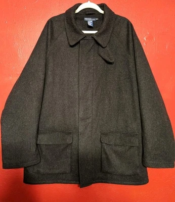 Abrigo de lana vintage Polo de Ralph Lauren para hombre talla XL gris chaqueta abrigo de coche Foto 1 de 2