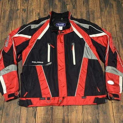 Pure Polaris Snowmobile Jacket Mens Size L Racing Puffer Bomber - Image 1 of 4