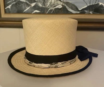 Vintage Gigi Burris Top Hat With Black And Feather Ribbon Accents - Image 1 of 4