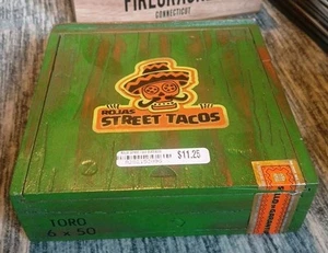 Rojas Street Tacos Toro Empty Wooden Cigar Box 7x7.25x2 - Picture 1 of 7