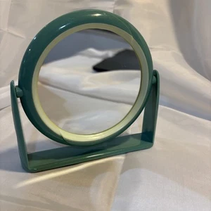VTG Retro Green Plastic Table Top 2 sided (Magnifying) Makeup Mirror - Picture 1 of 5