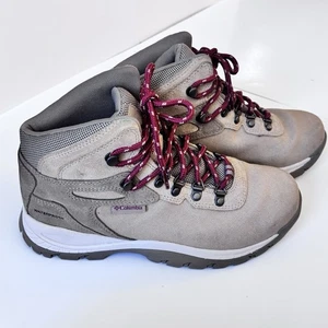 Columbia Hiking Boots Newton Ridge Tan Canvas Beach/Marsala Red Women’s Size 9 - Picture 1 of 14