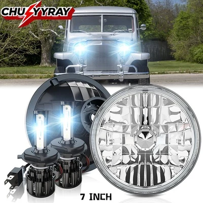 Pair 7" Inch Round LED Headlights Hi/Lo Beam For Jeep Commando 1966-1973 — 第 1/4 张图片