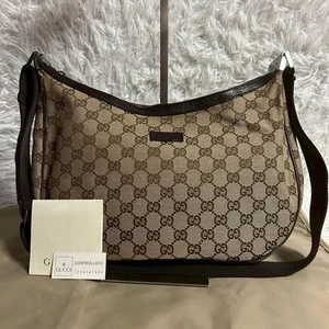 Gucci GG Canvas Shoulder Bag Used Authentic Classic Pouch - Picture 1 of 9