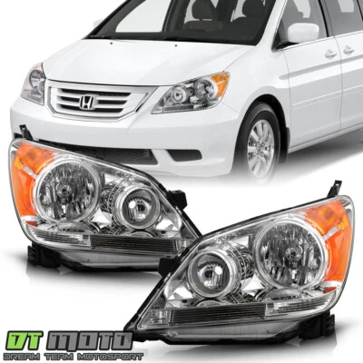 For 2008-2010 Honda Odyssey Headlights Chrome Headlamps Replacement Left+Right - Image 1 of 4