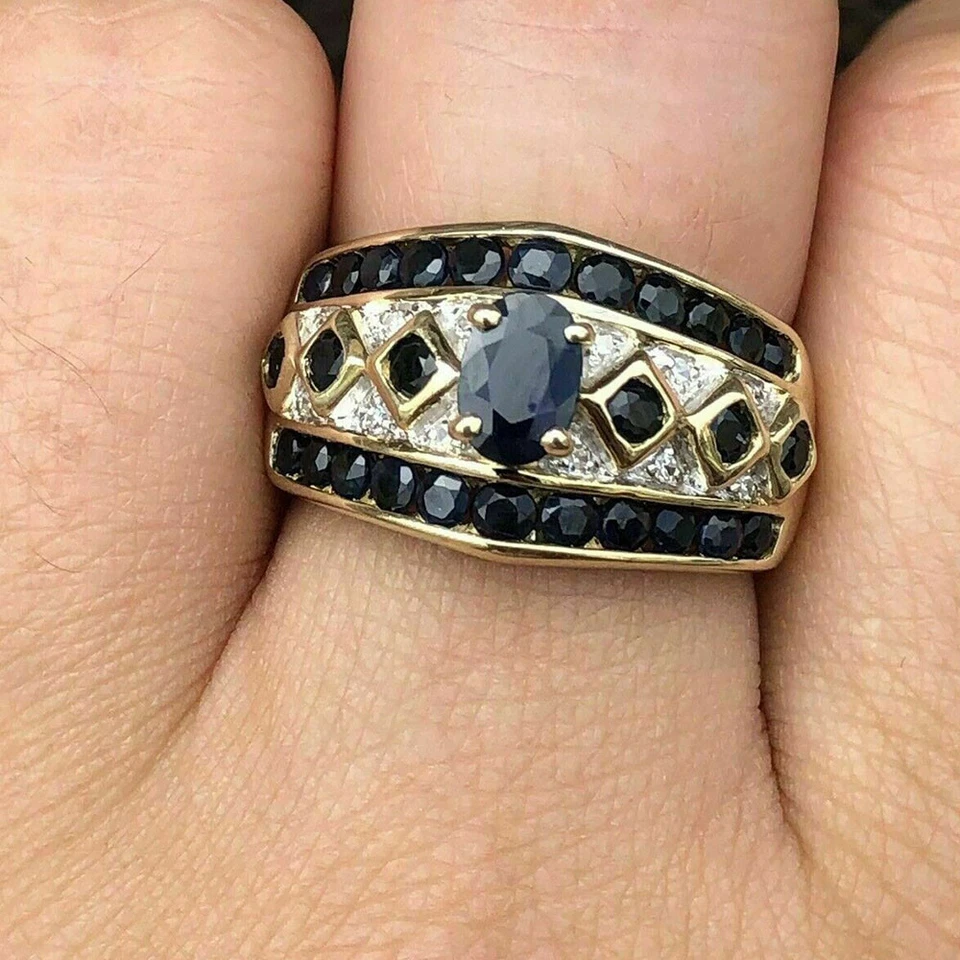 4Ct Oval Cut Black Lab Created Diamond Women's Wedding Ring 14K Yellow Gold Over - Image 1 of 4