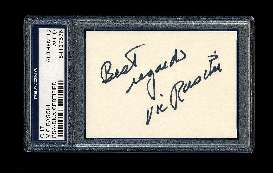 VIC RASCHI SIGNED MINT CUT PSA/DNA AUTOGRAPHED NEW YORK YANKEES 6 X WORLD SERIES - Image 1 of 1