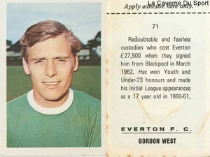 071 GORDON WEST # EVERTON.FC STICKER FKS WONDERFUL WORLD OF SOCCER 1969 - Picture 1 of 1