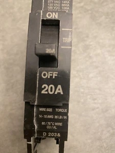 GENERAL ELECTRIC GE Type TEY Circuit Breaker single pole 20 amp TEY20 bolt on - Picture 1 of 9