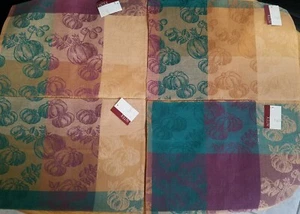 Set of 4 Lintex Table Tapestry Placemats 13"x19" Pumpkin Fall Thanksgiving NEW - Picture 1 of 1
