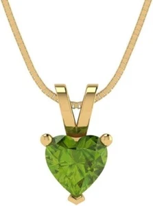 Solid 14K Yellow Gold Natural Peridot Solitaire Pendant Jewelry Without Chain - Picture 1 of 4